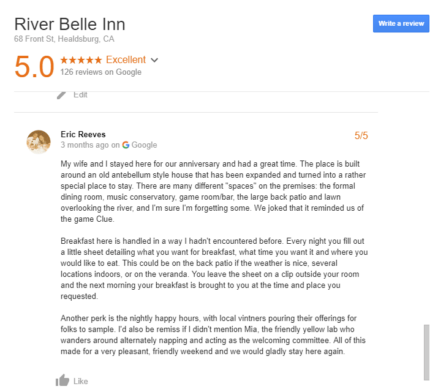Reviews/Media, The River Belle Inn